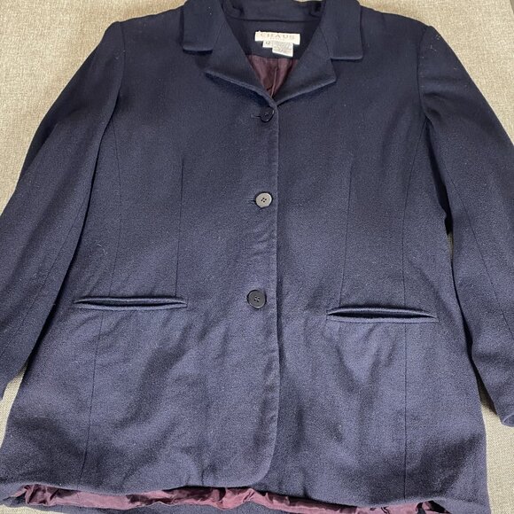 Chaus Petite Blazer Tops Women's Size 12 100% Wool Blue 3 Button Blazer - Picture 6 of 14